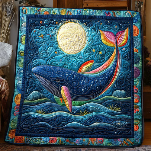 Under The Moon Whale Quilt Blanket