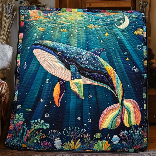 Under The Moon Whale Quilt Blanket