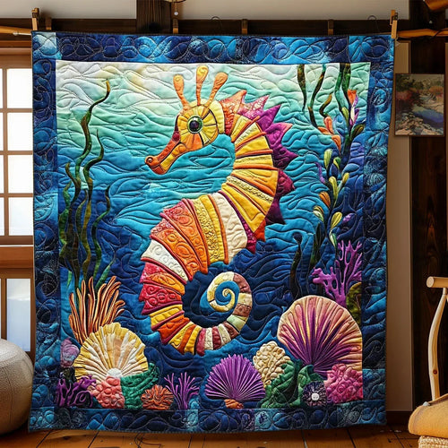 Underwater Seahorse Quilt Blanket