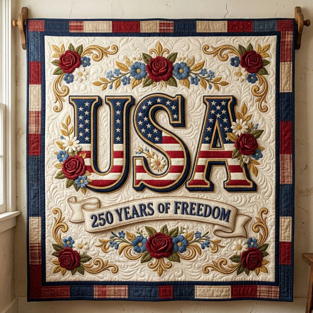 Usa 250 Years Of Freedom Quilt Blanket