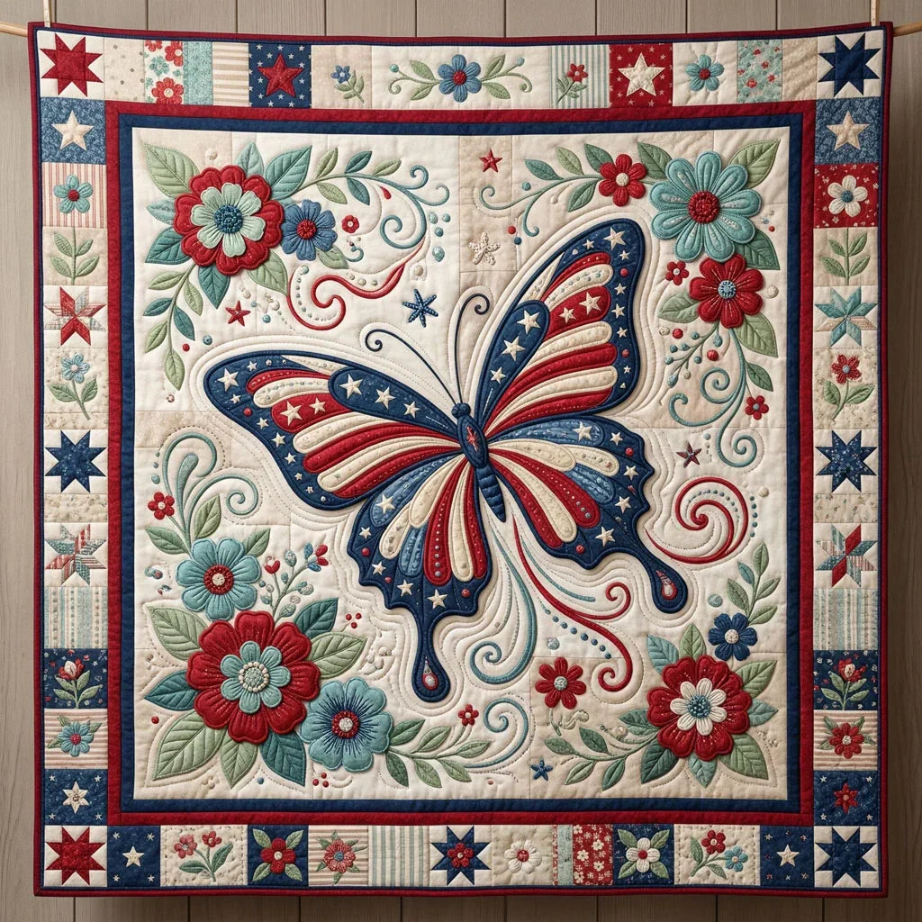 Usa Floral Butterfly Quilt Blanket