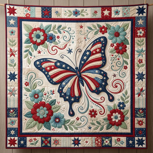 Usa Floral Butterfly Quilt Blanket