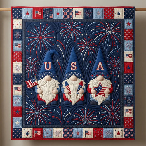 Usa Gnome Quilt Blanket