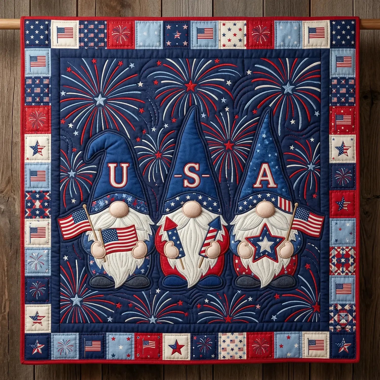 Usa Gnome Quilt Blanket