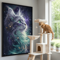 Starlit Feline Nebula Dreams Canvas Wall Art
