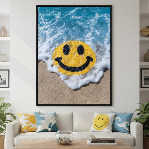 Radiant Beach Wave Smile Burst Canvas Wall Art