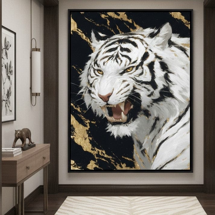 Fierce Aura Golden Roar Canvas Wall Art
