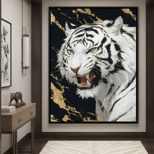 Fierce Aura Golden Roar Canvas Wall Art