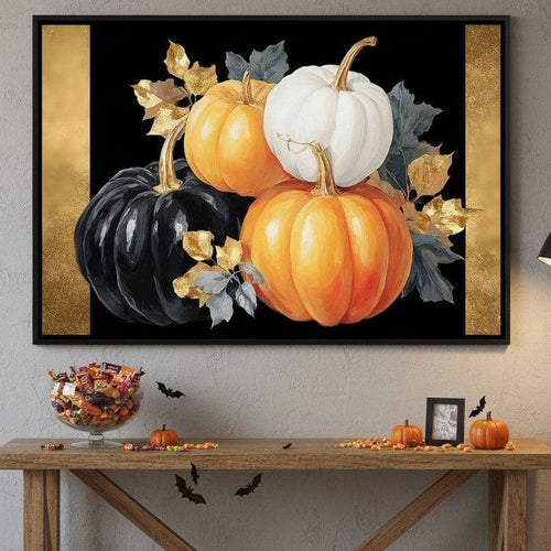 Golden Pumpkin Harvest Harmony Canvas Wall Art