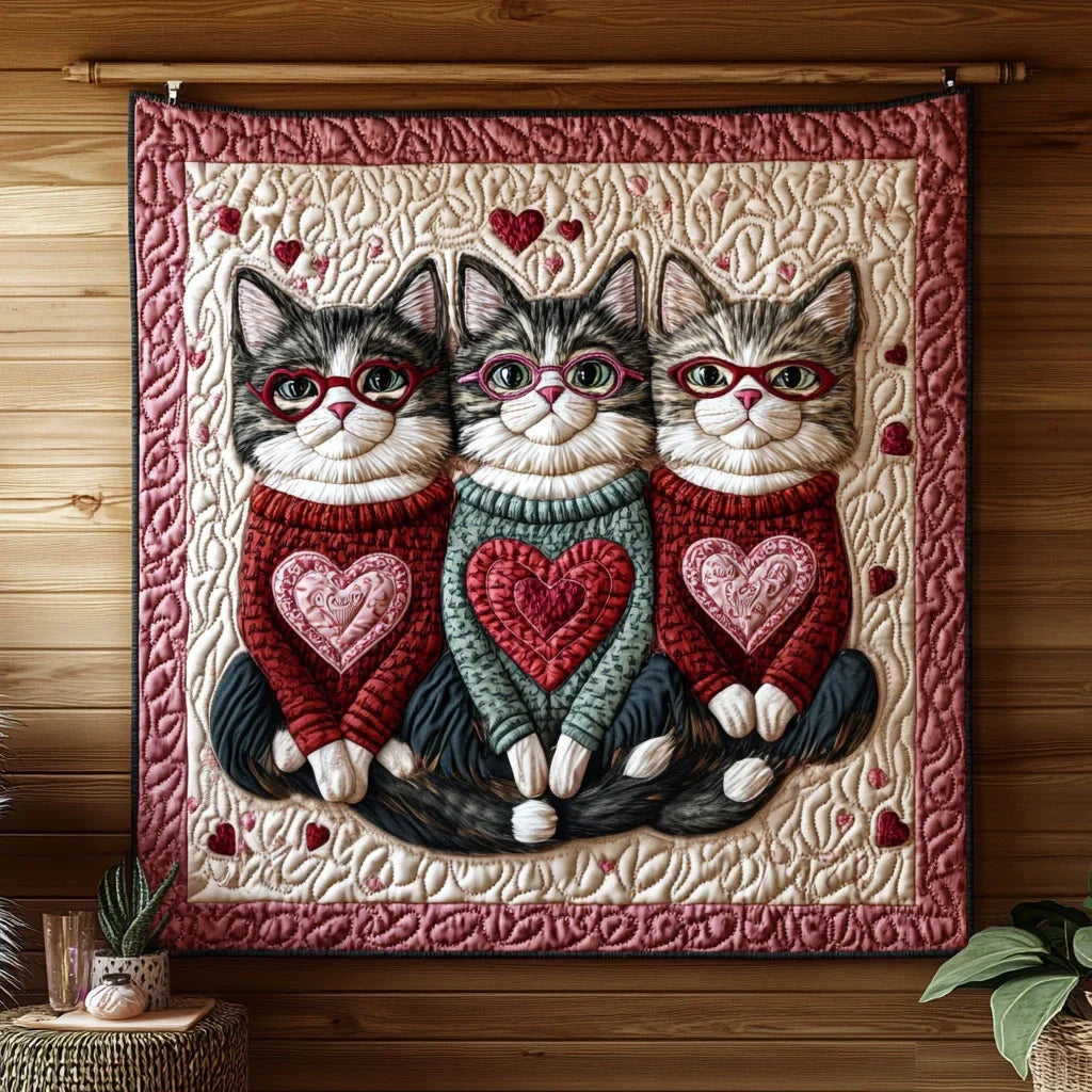 Valentine Kitties Quilt Blanket