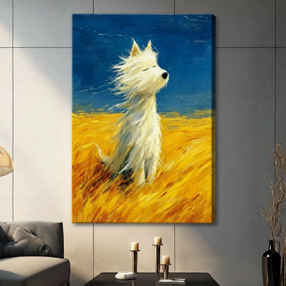Van Gogh Style Westie Dog Canvas Art Wall Art
