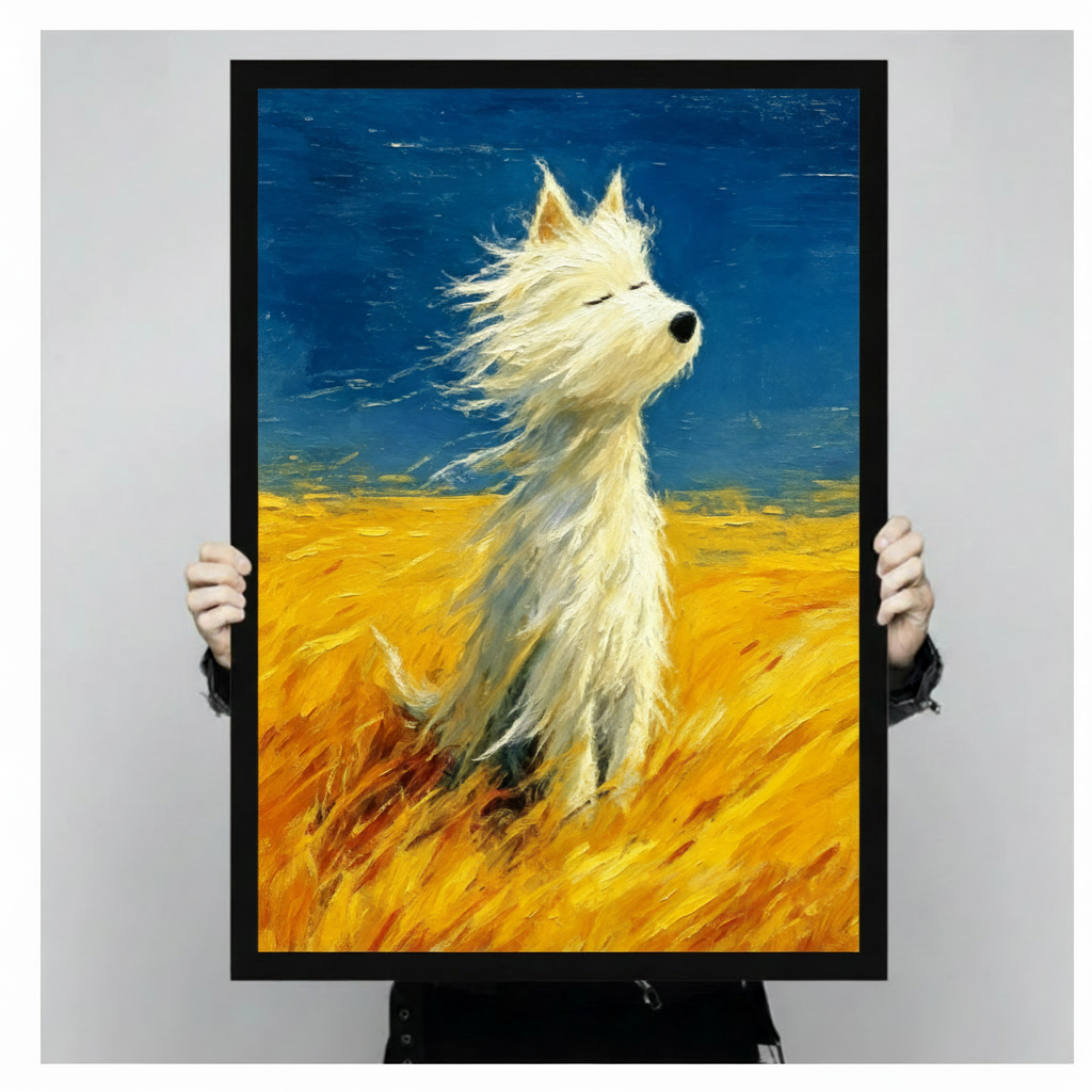 Van Gogh Style Westie Dog Canvas Art Wall Art