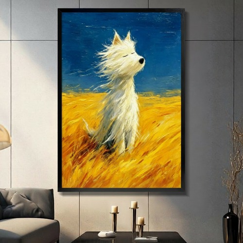 Van Gogh Style Westie Dog Canvas Art Wall Art