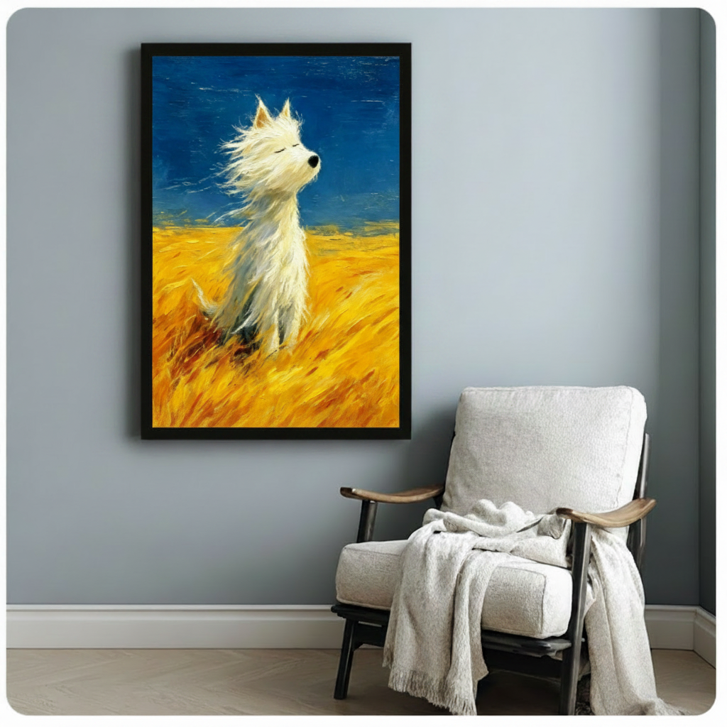 Van Gogh Style Westie Dog Canvas Art Wall Art