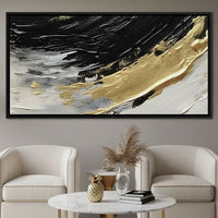 Golden Current Abstract Landscape Canvas Wall Art