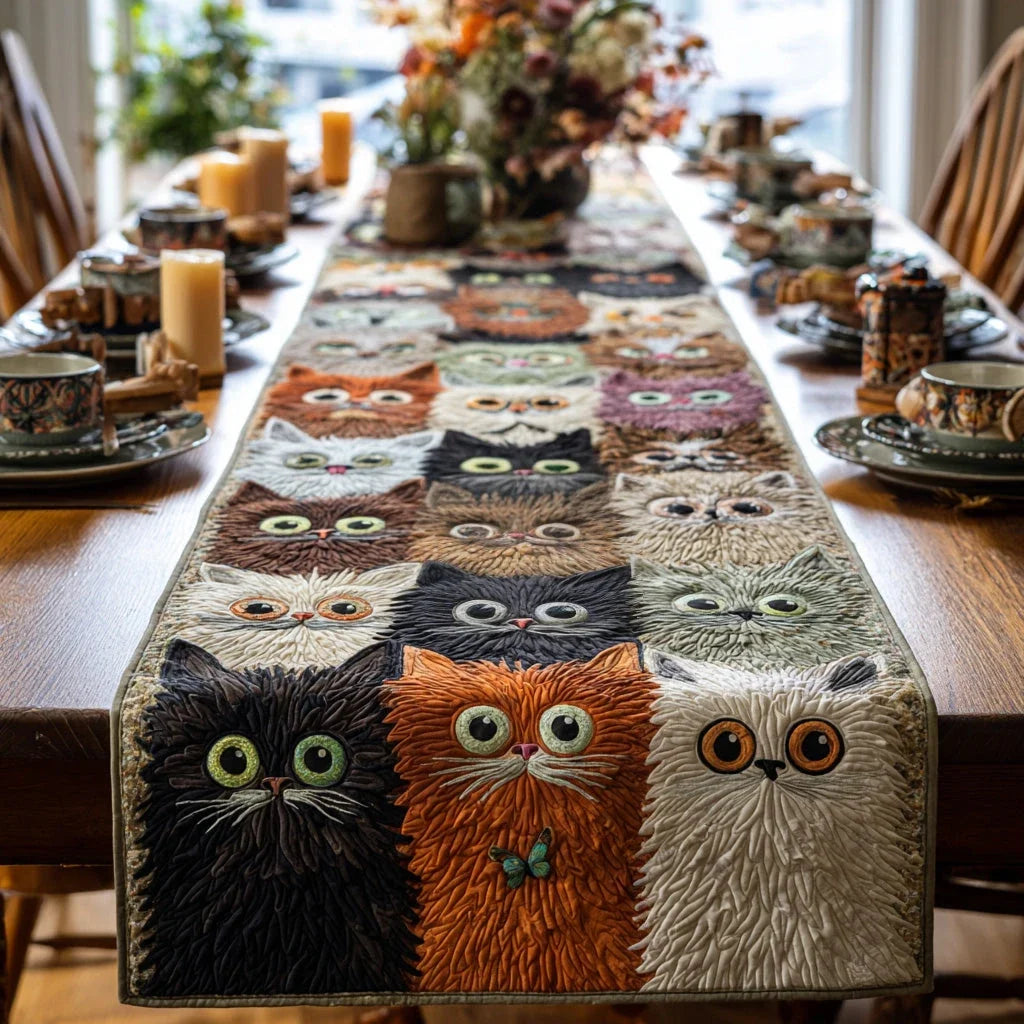 Velvet Whiskers Quilted Table Runner