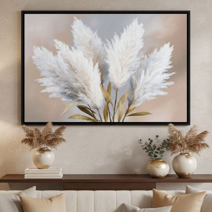 Soft Pampas Feathers Bouquet Canvas Wall Art