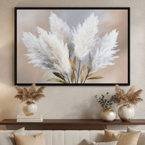 Soft Pampas Feathers Bouquet Canvas Wall Art