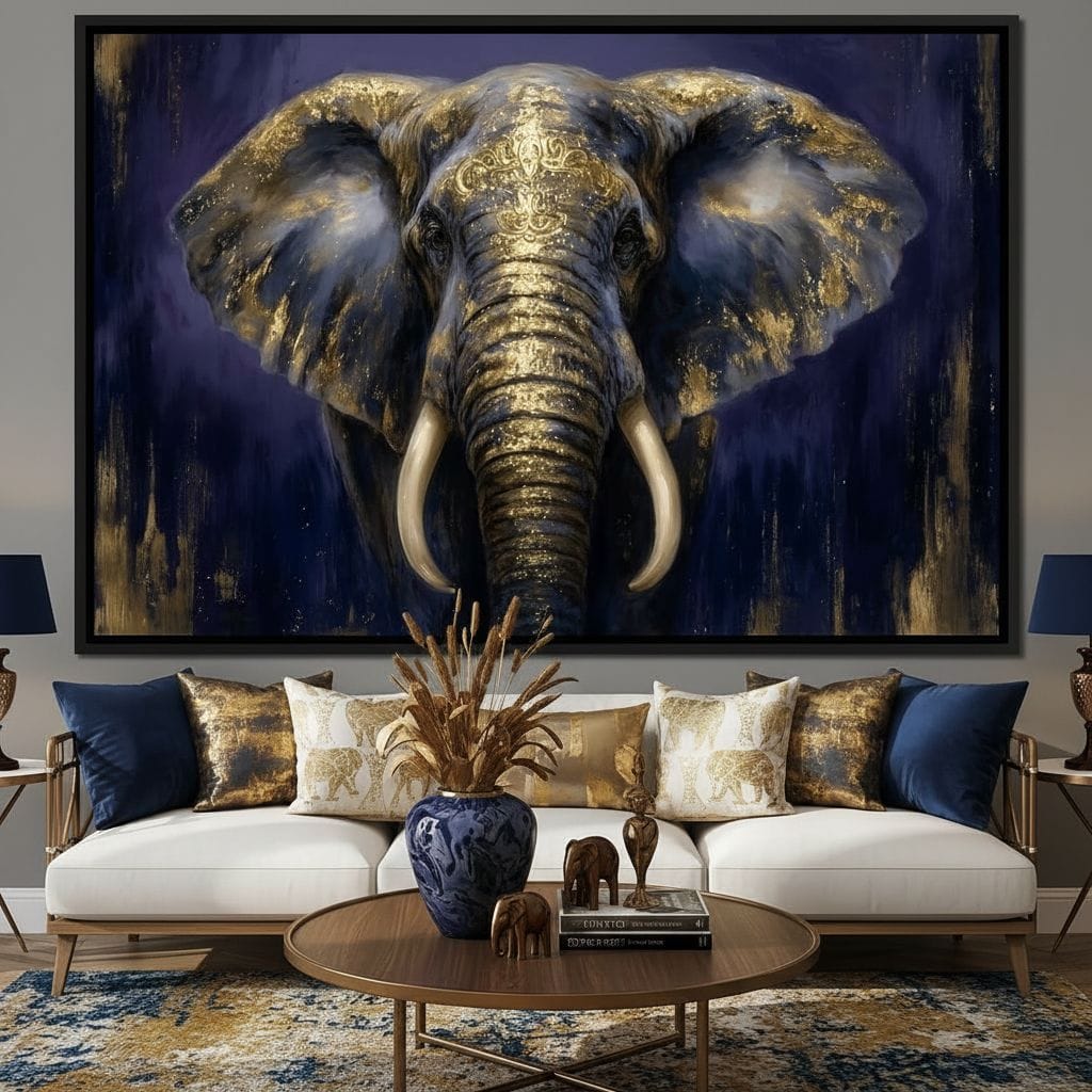 Regal Gold Elephant Majesty Canvas Wall Art