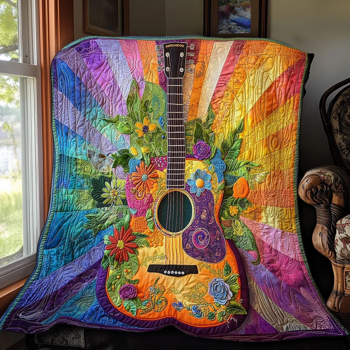Vibrant Music Quilt Blanket
