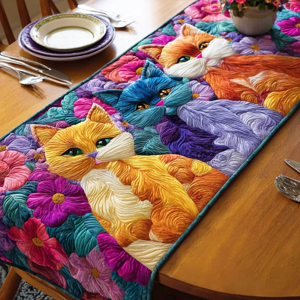 Vibrant Tail Whirl Quilted Table Runner