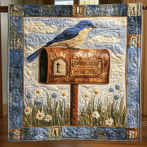 Vintage Blue Bird Quilt Blanket