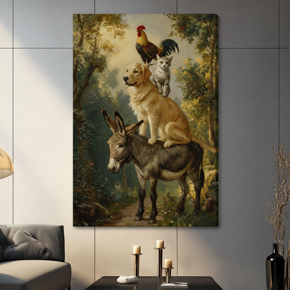Bremen Musicians Classic Oil Painting Canvas Art