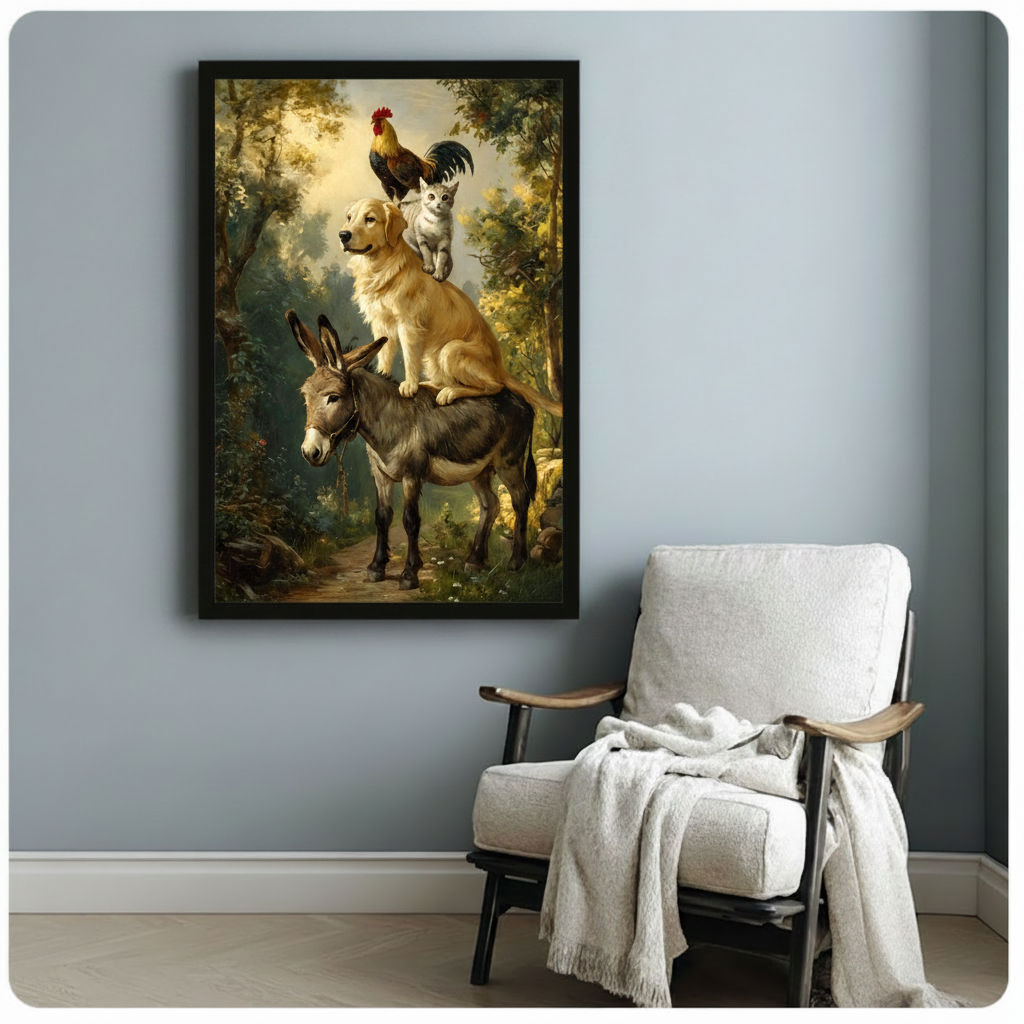 Bremen Musicians Classic Oil Painting Canvas Art