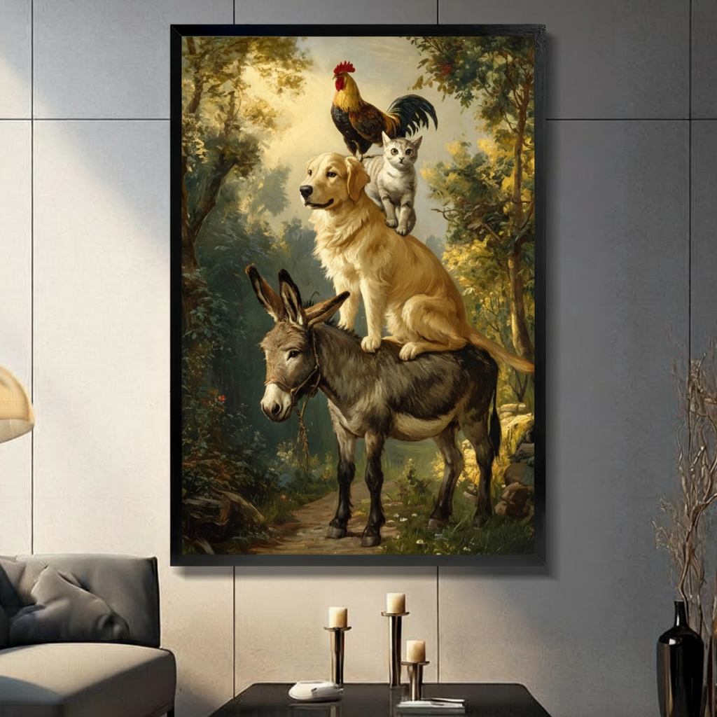 Bremen Musicians Classic Oil Painting Canvas Art