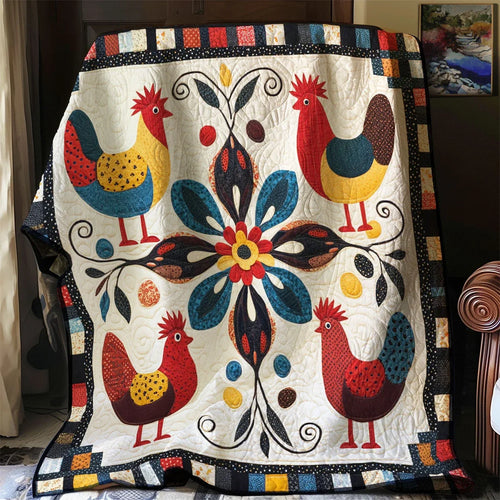 Vintage Chicken Quilt Blanket