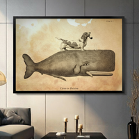 Vintage Basset Hound on Whale Canvas Art Wall Art