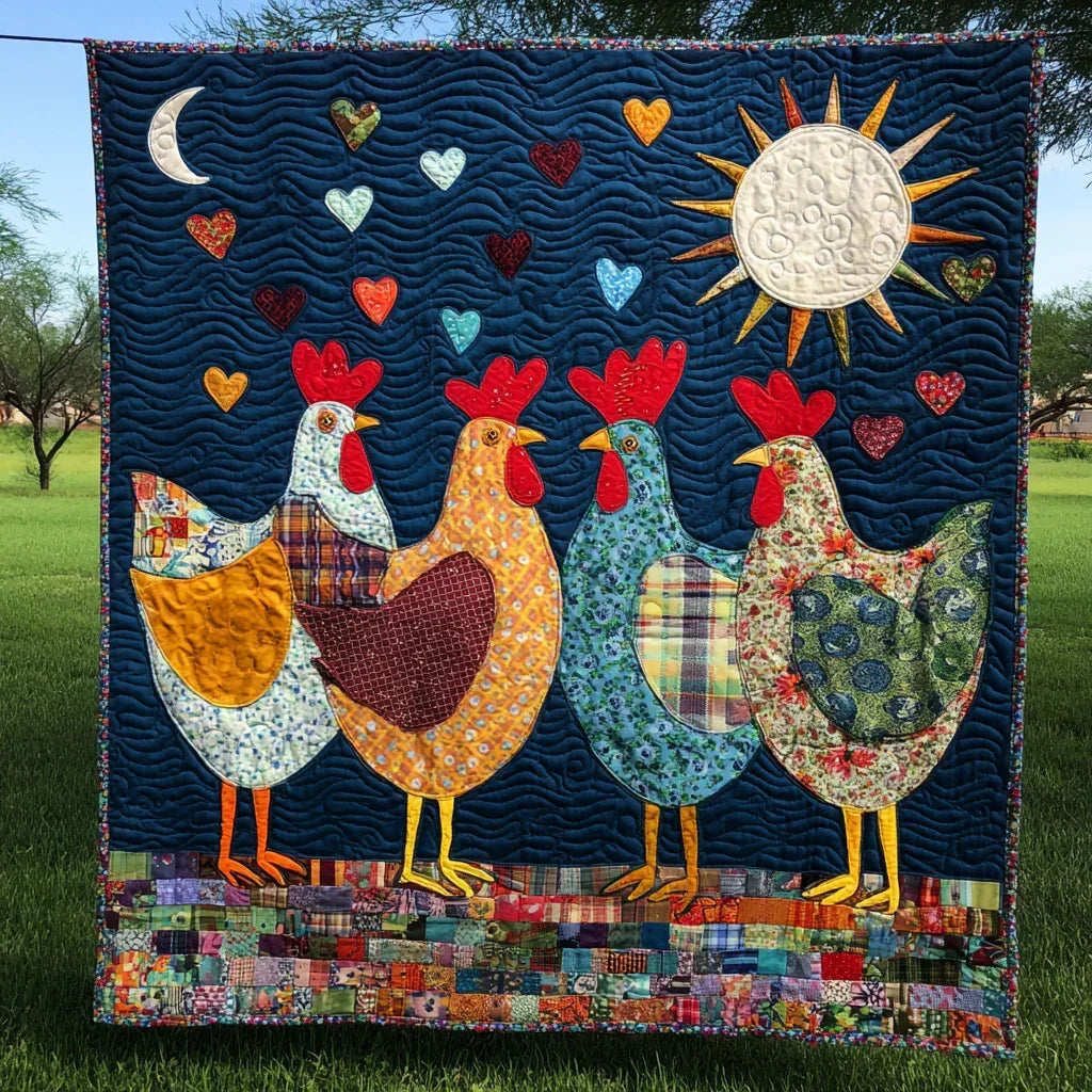 Vintage Hen Quilt Blanket - Quilted Blanket by Wild and Way