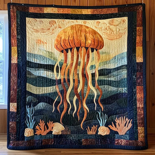Vintage Jellyfish Quilt Blanket