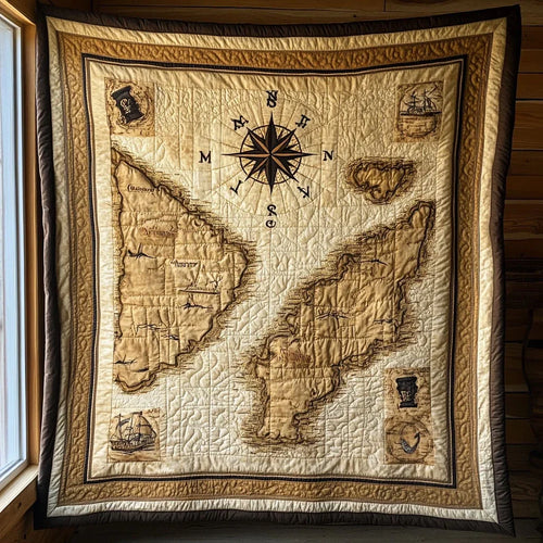 Vintage Map Quilt Blanket