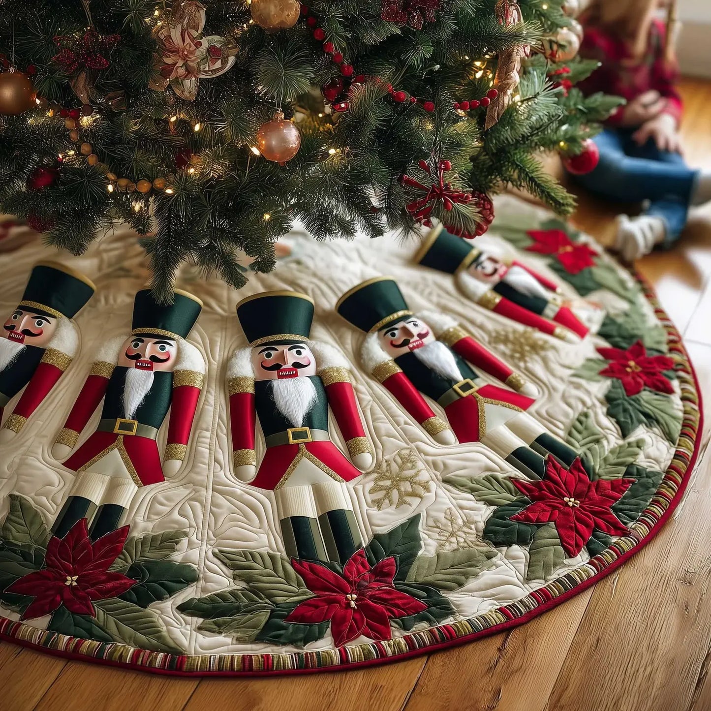 Vintage Nutcracker Holiday Christmas Quilted Tree Skirt