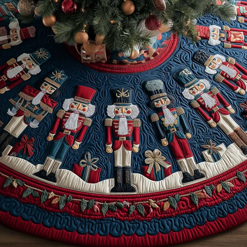 Vintage Nutcracker Holiday Christmas Quilted Tree Skirt