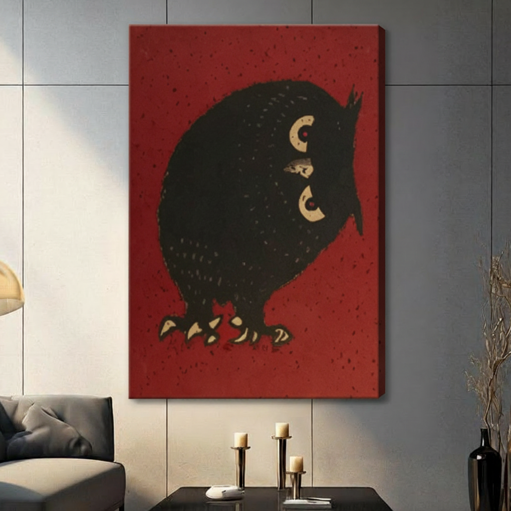 Vintage Japanese Owl Canvas Wall Art