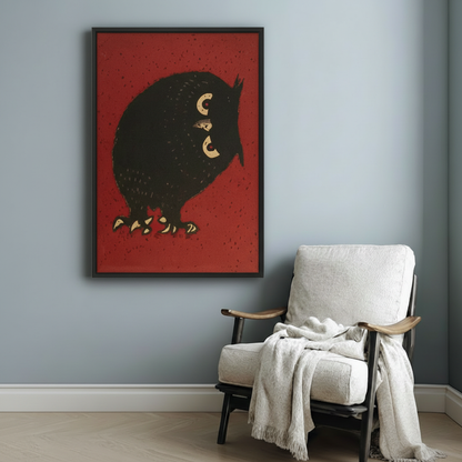 Vintage Japanese Owl Canvas Wall Art