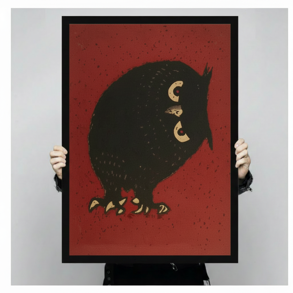 Vintage Japanese Owl Canvas Wall Art