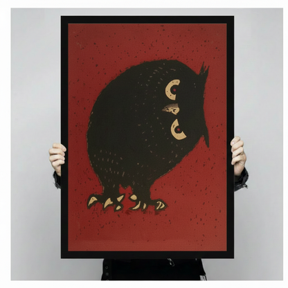Vintage Japanese Owl Canvas Wall Art