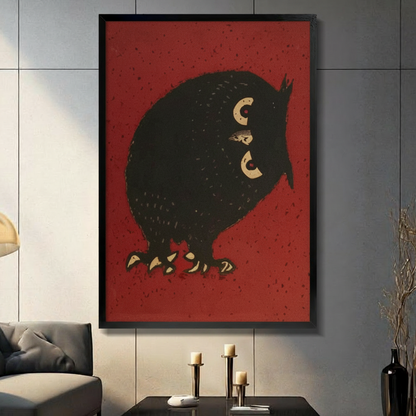 Vintage Japanese Owl Canvas Wall Art