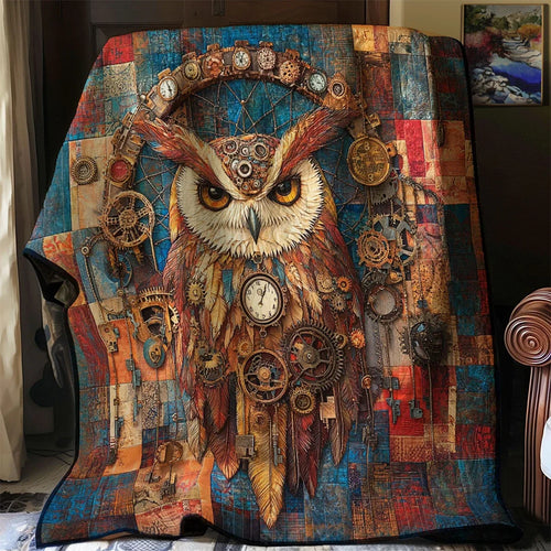 Vintage Owl Gear Quilt Blanket