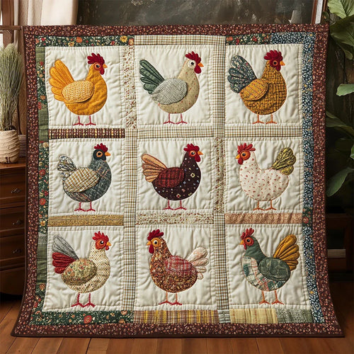 Vintage Patchwork Chicken Quilt Blanket