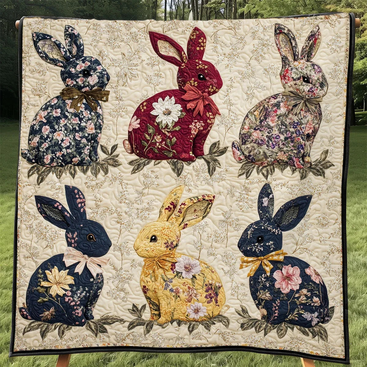Vintage Patchwork Rabbit Quilt Blanket