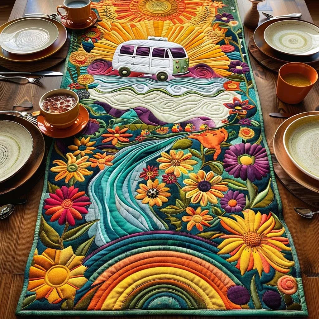 Vintage Peace Quilted Table Runner