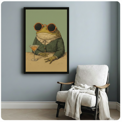 Dapper Frog Martini Vintage Humor Canvas Art Wall Art