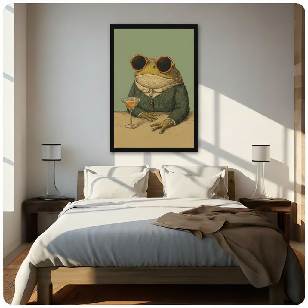 Dapper Frog Martini Vintage Humor Canvas Art Wall Art