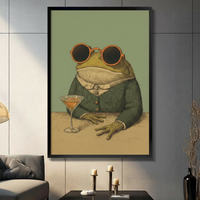Dapper Frog Martini Vintage Humor Canvas Art Wall Art