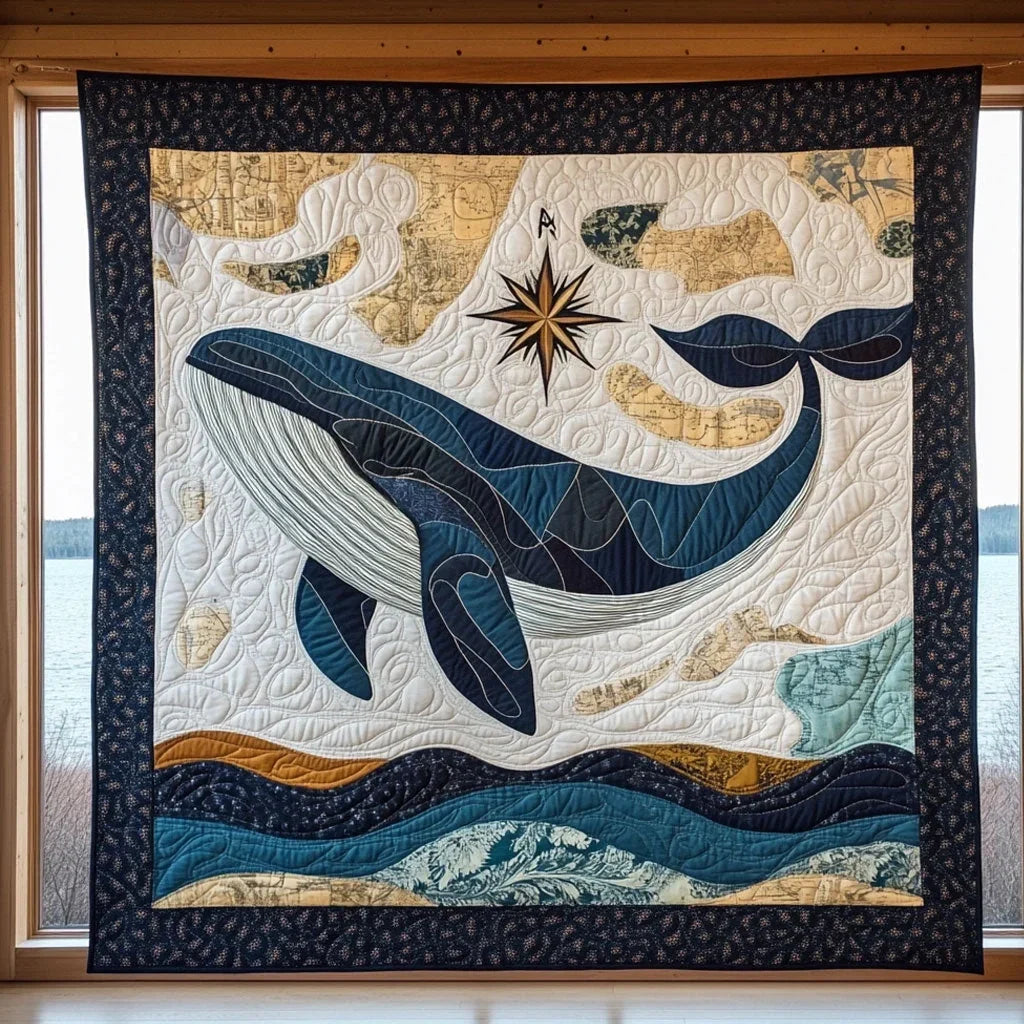 Vintage Whale Quilt Blanket