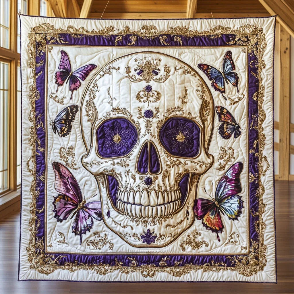 Violet Skull Quilt Blanket